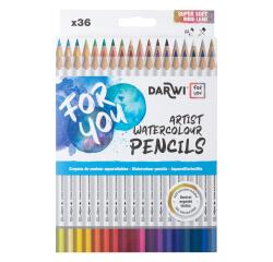 Darwi For You boite de 36 crayons de couleur aquarellables - Assortiment