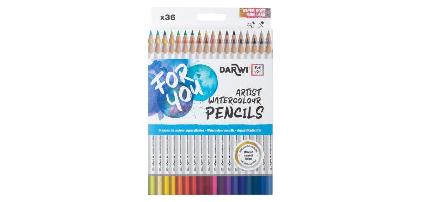 Darwi For You boite de 36 crayons de couleur aquarellables - Assortiment