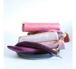 Rhodiarama trousse ronde simili cuir italien 5x21,5 cm - Bleu nuit
