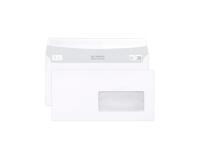 Boite de 500 Enveloppes Blanches DL-110x220mm - Auto-Adhésives - 80g/m2 - Fenêtre Papier Cristal 45x100 (position 20/20) - Blanc