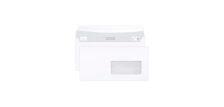 Peel and seal 110x220 mm 80 gsm envelope with 45x100 mm window - White