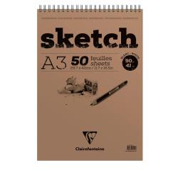 Sketch bloc spiralé 50F A3 90g - Blanc