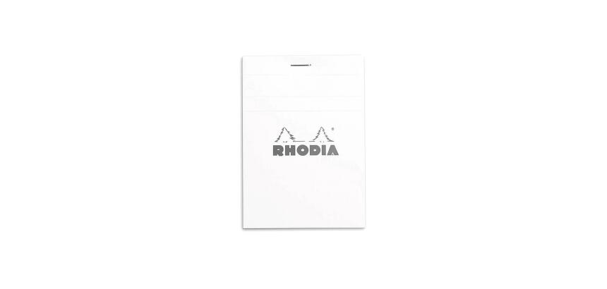 Gehefter Notizblock Rhodia No.12 8,5x12cm 80 Blatt kariert 80g - Weiß