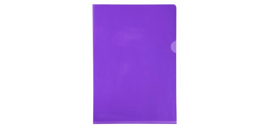 Etui carton de 100 pochettes coin PVC lisse haute résistance 13/100e - A4 - Violet