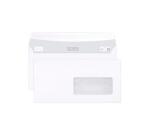 Paquet de 50 Enveloppes Blanches DL-110x220mm - Auto-Adhésives - 80g/m2 - Fenêtre Papier Cristal 45x100 (position 20/20) - Blanc