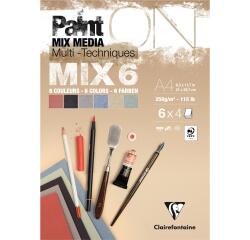 PaintON MIX6 bloc collé 24F A4 250g assorti 6x4F