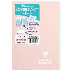 Koverbook Blush cahier piqué A5 96 pages ligné couverture polypropylène opaque bicolore. - Rose poudré/Menthe à l'eau