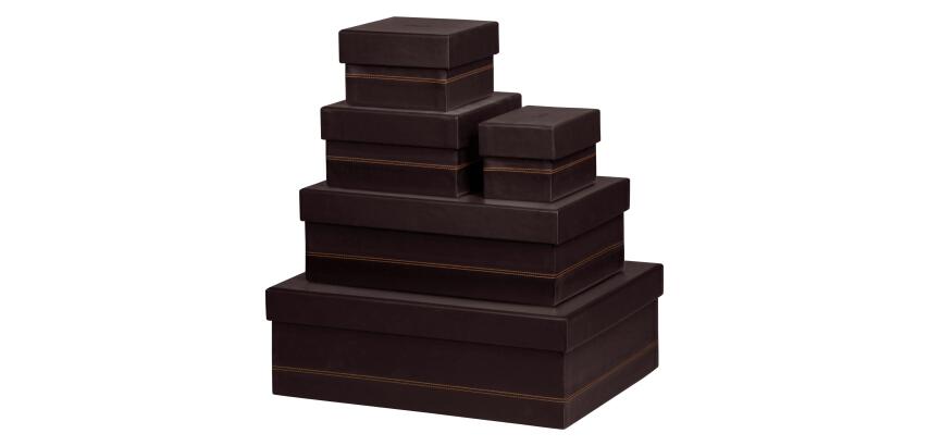 Rhodiarama set 5 boîtes gigognes simili cuir italien 44x34x16 cm