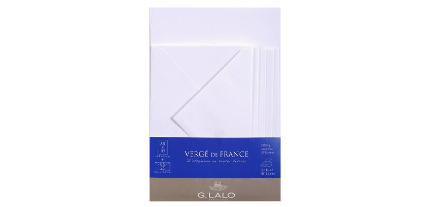 Ensemble Vergé de France 10 feuilles A5 et 5 enveloppes C6