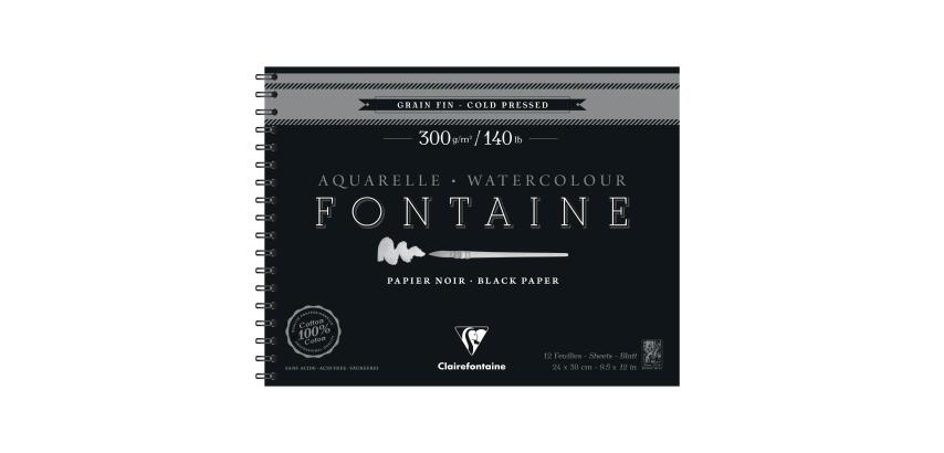 Fontaine Noir album spiralé 12F 24x30cm 300g grain fin