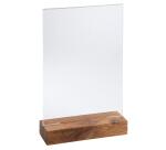 Porta-avvisi da tavolo con base in legno per formato A5 - Cristallo