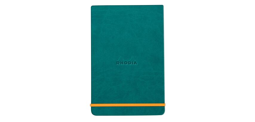 Rhodiarama Webnotepad rembordé rigide 9x14 cm 192 pages ligné microperforé papier ivoire 90g fermeture élastique - Paon