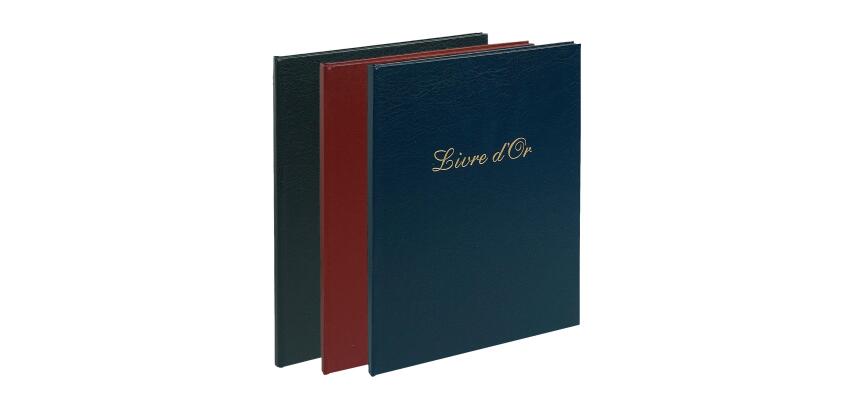 Livre d'or Balacron avec titre 100 pages blanches - 27x22 cm vertical - Couleurs assorties