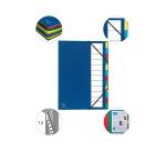 Multipart file with expandable spine and stiff cover, 12 compartments