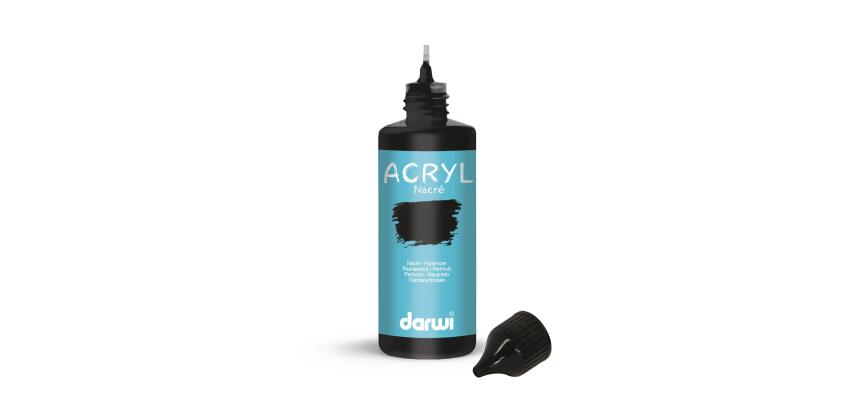 Darwi Flacon de 80 ml de Peinture Acrylique Universelle Nacrée - Noir
