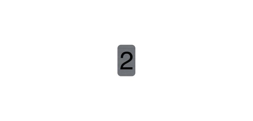 Plaque adhésive imitation Aluminium Chiffre 2 2,5x4,4 cm - Gris