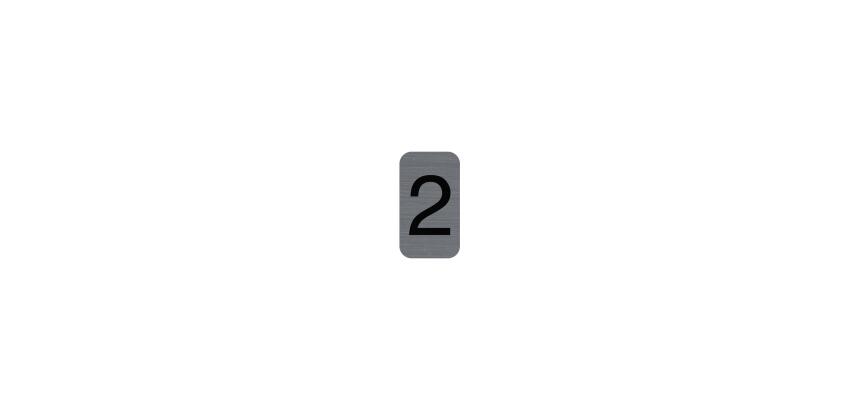 Sign adhesive aluminium effect Number 2 2.5x4.4 cm - Grey