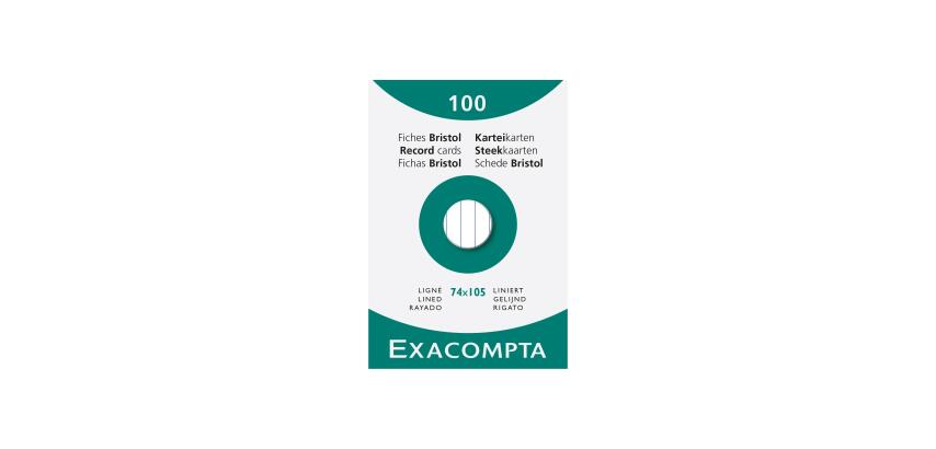 Étui de 100 fiches - bristol ligné non perforé 74x105mm - Blanc
