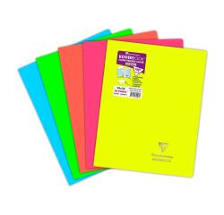 Cahier piqué Koverbook Neon 24x32cm 96 pages grands carreaux couverture polypropylène opaque - Assortis
