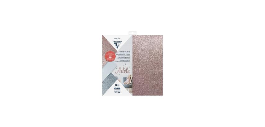 PAPIER PAILLETÉ ADHÉSIF, Pochette de 6 feuilles 250g/m2 au format 30.5x30.5cm - Assortiment