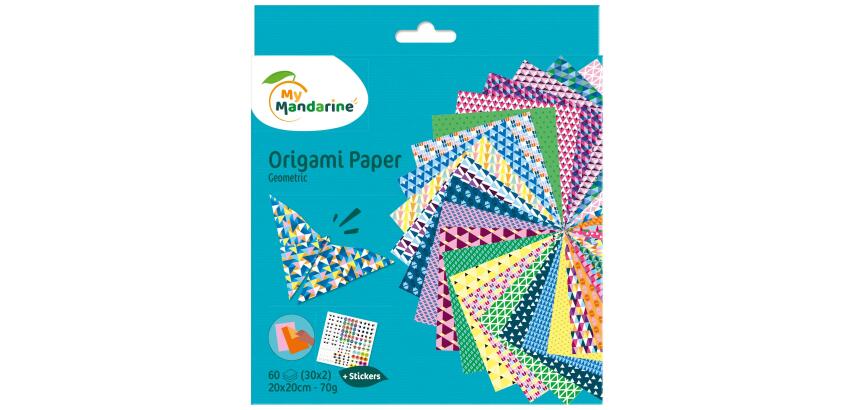 Origami Paper Geometric, 20 x 20 cm, 60F, 70g - Multicolore