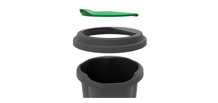 Abfalleimer Tri Bin EcoBlack - Schwarz