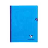 Cahier brochure cousue Mimesys 24x32cm 192 pages grands carreaux couverture polypropylène - Bleu