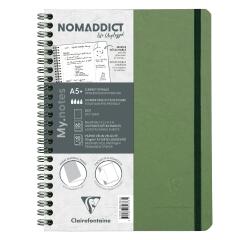 My.Notes Age Bag notitieboek met spiraalbinding en afscheurbare strook A5+ 120 uitscheurbare gestippelde (DOT) pagina's + kader bovenaan - Groen