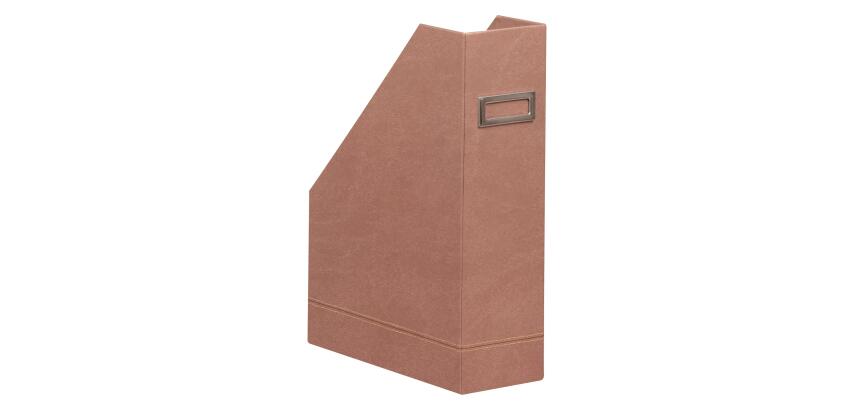 Rhodiarama porte-revues simili cuir italien 10x25x31 cm - Bois de rose
