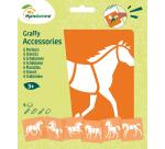 Set de 6 pochoirs enfants, Chevaux - Orange