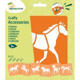 Set de 6 pochoirs enfants, Chevaux - Orange