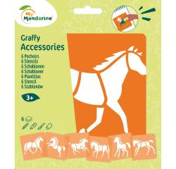 Set de 6 pochoirs enfants, Chevaux - Orange