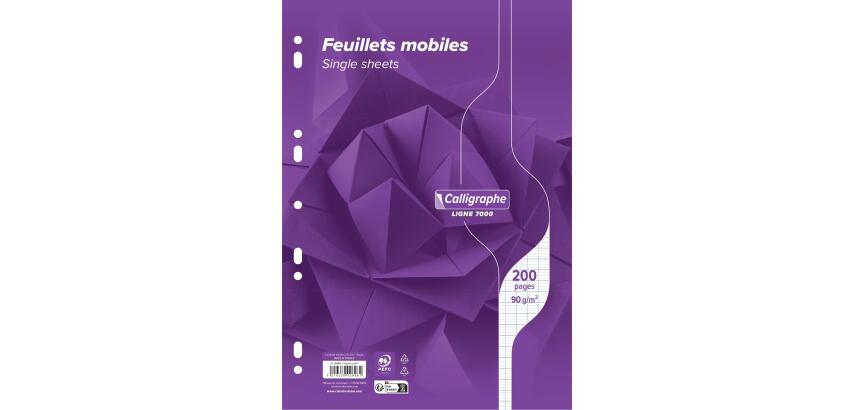 Clairefontaine Shrink-Wrapped Loose Leaf Sheets, 7000 Ligne, A4, 100 Sheets, Seyes, 90g, White
