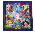 100% silk scarf - 90x90cm Make-up - White