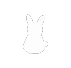 Weißes Pappmaché, Silhouette, Hase, 2,5x13,5x20,5 cm - Weiß