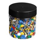 Boîte de 1 000 punaises couleur en laiton - Hauteur de pointe 9mm - 9mm de diamètre - Couleurs assorties