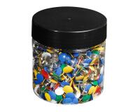 Boîte de 1 000 punaises couleur en laiton - Hauteur de pointe 9mm - 9mm de diamètre - Couleurs assorties