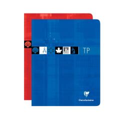 Cahier Travaux Pratiques piqué 17x22cm 80 pages grands carreaux + uni Couleur aléatoire - Assortis