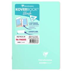 Koverbook Blush cahier piqué A5 96 pages ligné couverture polypropylène opaque bicolore. - Menthe à l'eau/Rose poudré