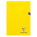 Cahier piqué Mimesys A4 48 pages grands carreaux couverture polypropylène - Jaune