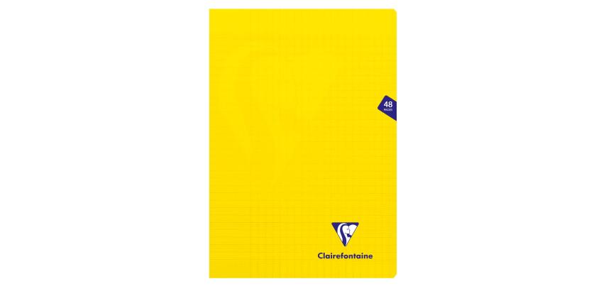 Cahier piqué Mimesys A4 48 pages grands carreaux couverture polypropylène - Jaune
