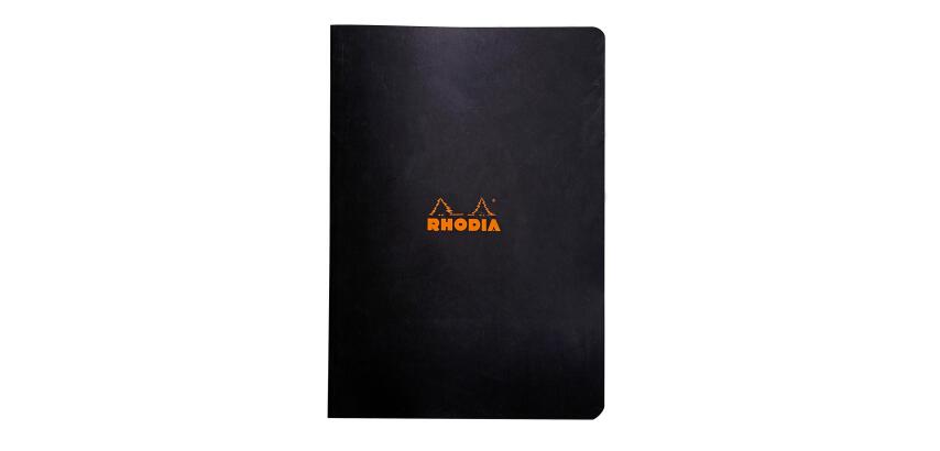 Cahier piqué Rhodia Classic 21x29,7 cm 96 pages petits carreaux 5x5 non détachables 80g - Noir