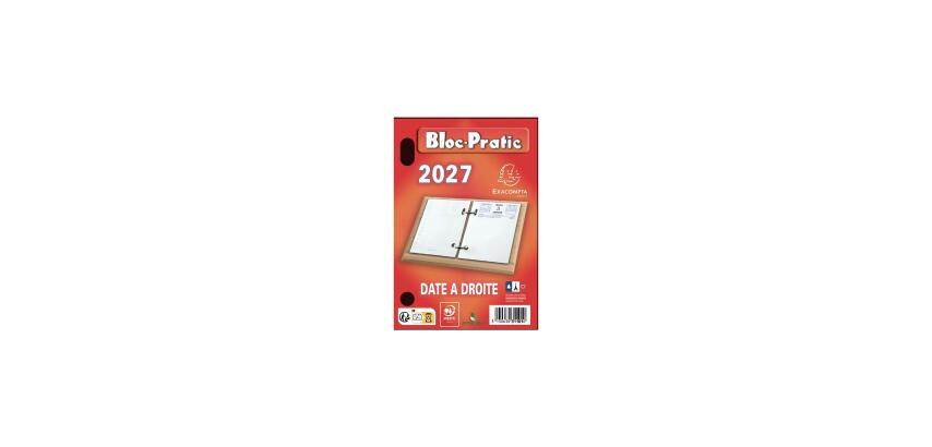Bloc-pratic date à droite 8,2 x 12 cm - 2027 - Rouge