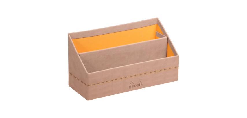 Rhodiarama porte-courrier simili cuir italien 25x10x14 cm - Touche de rose
