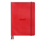 Rhodiarama Goalbook Creation rembordé rigide A5 160 pages papier Maya noir lisse dot 120g avec élastique - Coquelicot