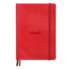 Rhodiarama Goalbook Creation rembordé rigide A5 160 pages papier Maya noir lisse dot 120g avec élastique - Coquelicot
