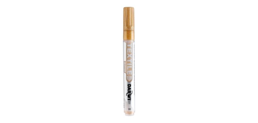 DARWI Textielverf marker met glitter, punt van van 2 mm, inhoud 6 ml, goud - Goud