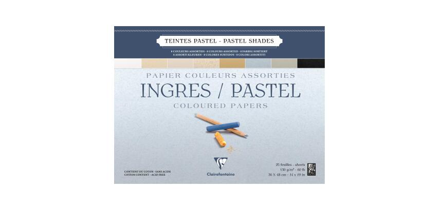 Ingres Pastel bloc collé 25F 36x48cm 130g - Assortiment pastel