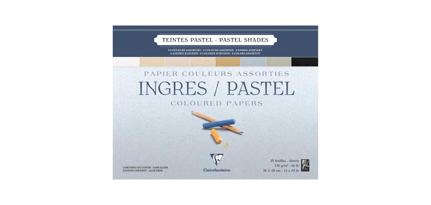 Ingres Pastel bloc collé 25F 36x48cm 130g - Assortiment pastel