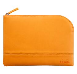 Rhodiarama pochette zippée en simili cuir - taille M (16x22 cm) - Orange